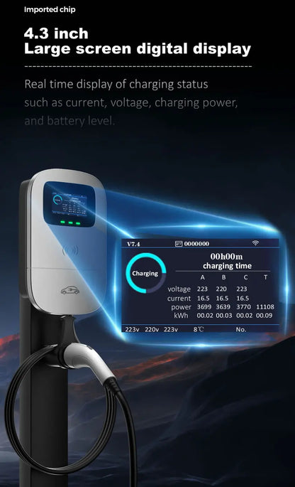 JIGU 11KW Electric Vehicle Charger GBT Car Charging Station Wallbox 380V EV Charger 16A GB/T Charging Cable 10 meters