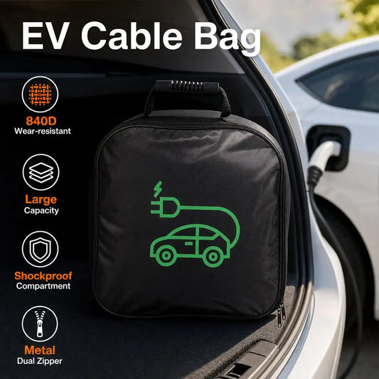 1pc Portable Waterproof EV Charger Storage Bag with Handle, Electric Vehicle Charging Cable Organizer for Outdoor Driving