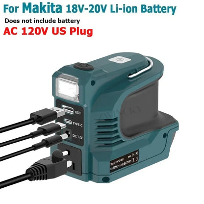 200W Battery Inverter Adapter For Makita/Bosch/Dewalt/Milwaukee 18V Li-ion Batteries Outdoor Power Bank AC 120-220V