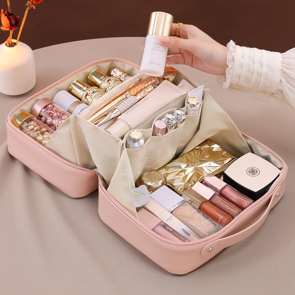 PU Flame Makeup Bag, Beauty Makeup Storage Bag, Double Zipper Makeup Brush Bag, Business Travel Toiletries Sorting Bag