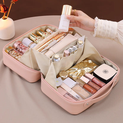 PU Flame Makeup Bag, Beauty Makeup Storage Bag, Double Zipper Makeup Brush Bag, Business Travel Toiletries Sorting Bag