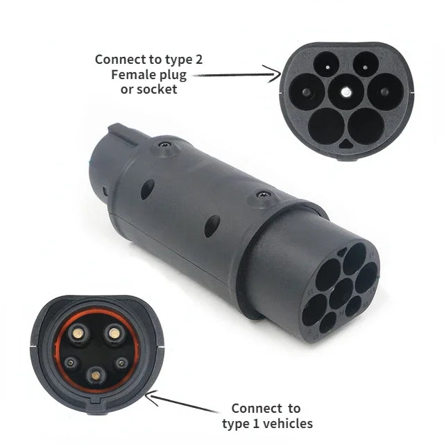 Electric Car Charging Adapter Barrel，32A EV charger converter charging station IEC 62196 Type2 to J1772 Type1 and Type1 to Type2