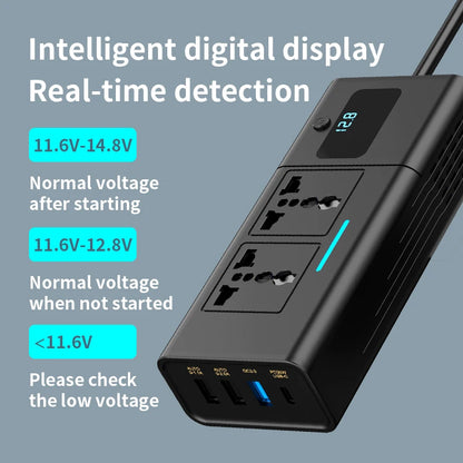Busbyr New 220v Car Inverter 12 to 220 Voltage Power Converter 200W for 12V Vehicles 12v to 110v 200W