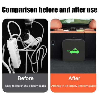 EV Charging Cable Storage Bag Electric Car Charger Box Charging Organizer Jumper Cable Bag Waterproof Fire Retardant Organizer