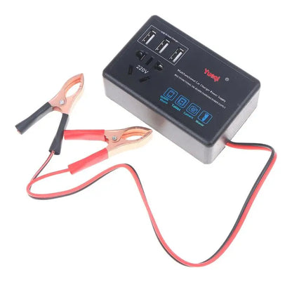 USB Port Equipped Car Power Inverter; Converts 12V/24V to 220V; Perfect for Charging RV and Trucks.