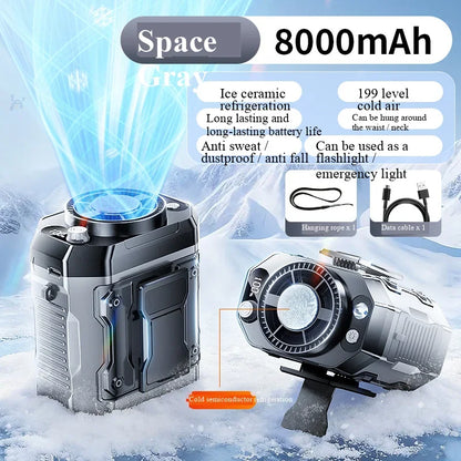 Rechargeable semiconductor cooling waist-mounted fan, outdoor neck-mounted handheld small fan with ultra-long battery life