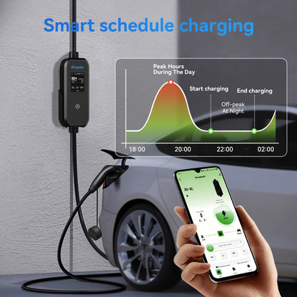 Khons 11KW 16A 3-Phase GB/T EV Charger Portable EVSE Charging Box with APP Control 5m TPU Cable For Electric Cars