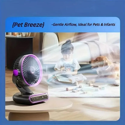 Air Circulation AI Fan Desktop Portable Rechargeable Fan Smart 100 Speed Stepless Quiet Brushless Motor Type-C Baby Sleep Wind
