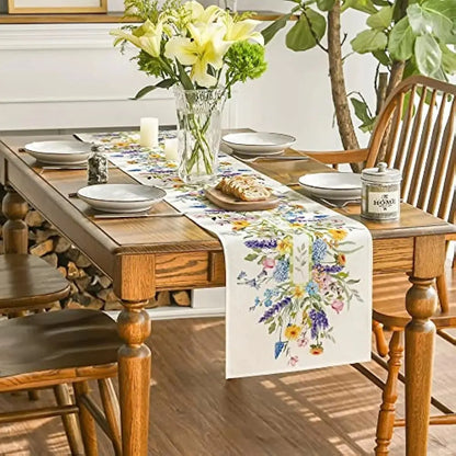 1pc Bloom Flowers Tulip Summer Table Runner13"x72"SeasonaWedding Holiday Kitchen Dining Table Decoration, Home Party IndoorDecor