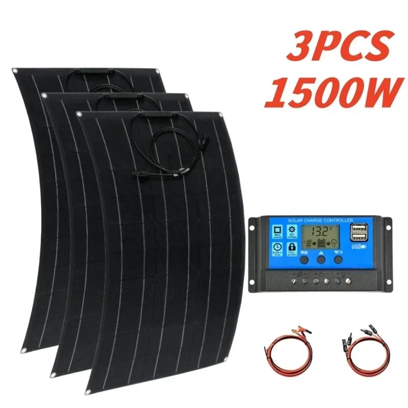 Super Power Solar Panel 500w1000w1500w2000w Suitable For RV Boat Car Household  Camping 18V 36V Battery Charger Solar Panel Kits