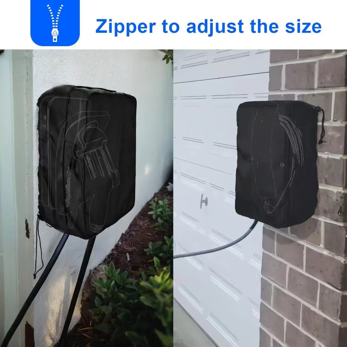 Car Charging Station Dust Cover, EV Charger Cover, Charging Station Hood, Adjustable Size Zipper Waterproof and Dust-Proof Cover