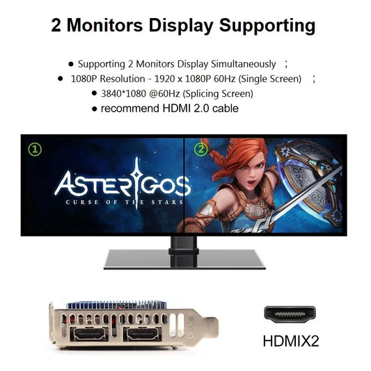 SRhonyra GT730 4GB Low Profile Graphics Card GDDR3 PCIe 2.0 x16 2 HDMI 1080P Mini ITX SFF Desktop PC