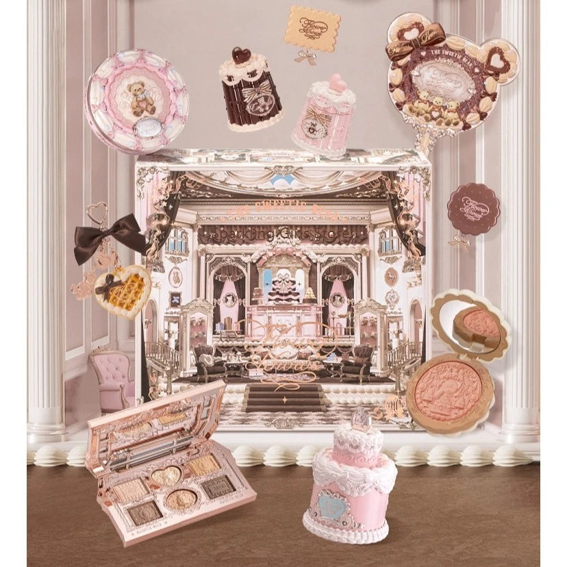 THE SWEETIE BEAR COLLECTION Makeup Gift Set All In Shimmer Eye Shadow Palette Blush Powder Lip Jelly Gift Box