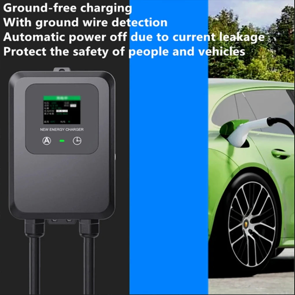 EV Wallbox 5M/10M 7KW 32A Charging Station Car Home EV Wallbox Electric Car EV Wallbox With 5M Cable Color Screen