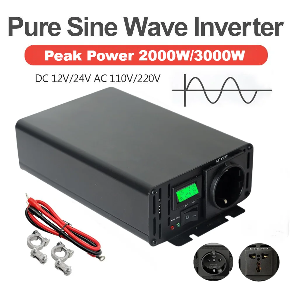 Inverter 12V 24V 48V 60V 72V To AC 110V 220V 230V Pure Sine Wave 50Hz 60Hz 2000W 3000W Car Power Inverter Frequency Converter