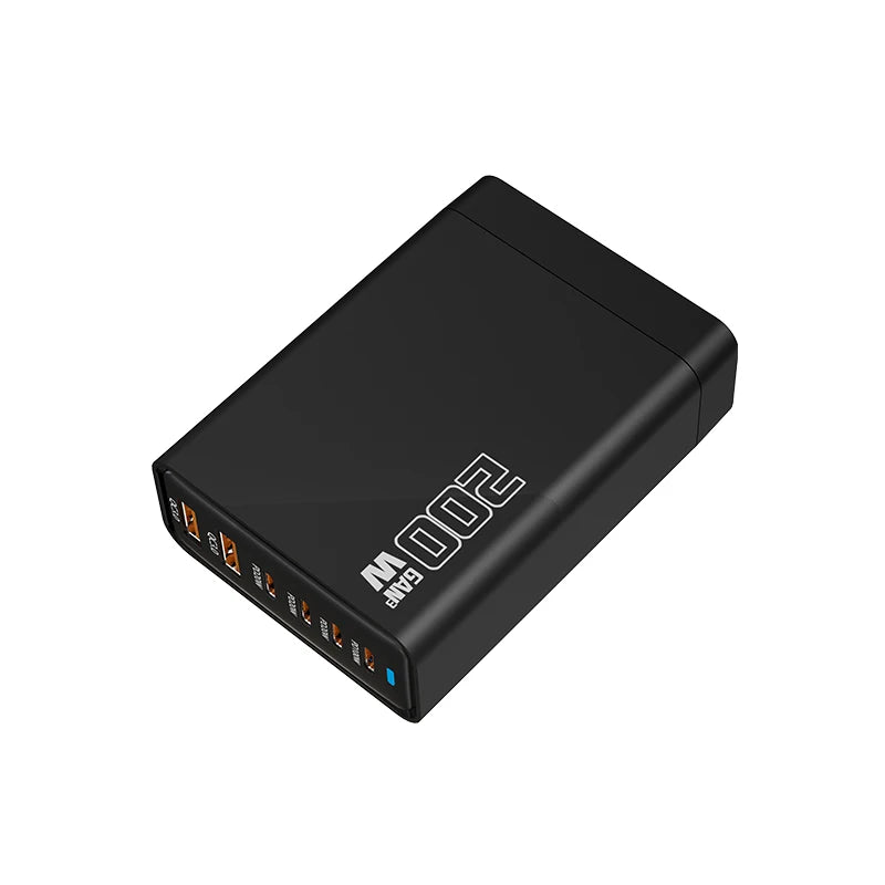 200W Gallium Nitride Multi Port Charging Station - Electronic Devices for Mobile Phones/Tablets Can Be Charged Simultaneously