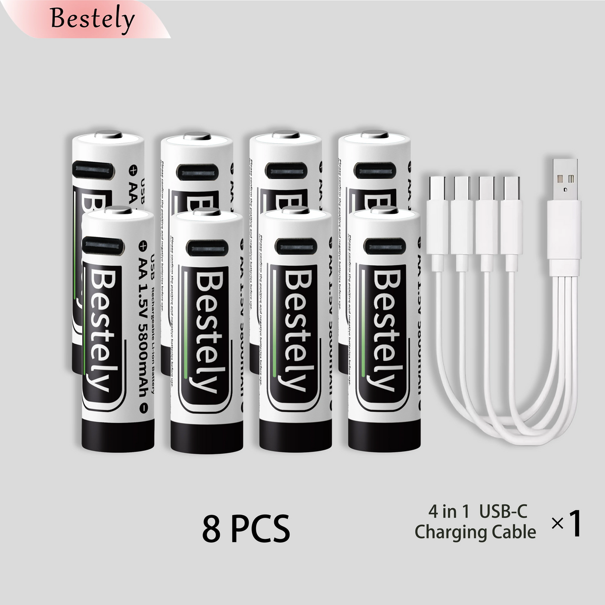 New 1.5V AA 5800mAh Rechargeable Batteries/ Li-ion Battery Long-Lasting/High Capacity Lithium Akku/2000 Cycles with USB-C Cables