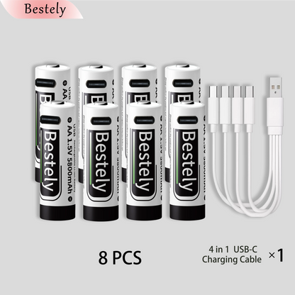 New 1.5V AA 5800mAh Rechargeable Batteries/ Li-ion Battery Long-Lasting/High Capacity Lithium Akku/2000 Cycles with USB-C Cables