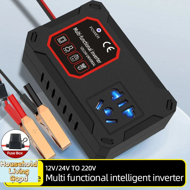 【Car Power Inverter 200W 12V/24V To 220V Converter Charger Adapter Socket Portable Vehicle-mounted Home Auto Inverters】