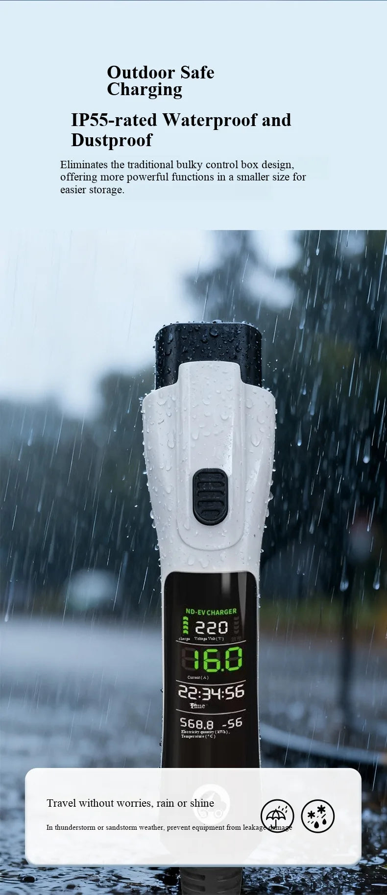 16A 3.5kW Portable EV Charging Gun, Type 2 EU Standard with UK 13A Plug, 2-in-1 Charger  V2L Discharger for Electric Vehicle