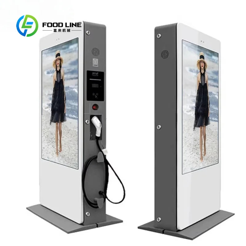 Customized ev charging station integrated lcd advertising display digital signage for commercial plaza retail business operators
