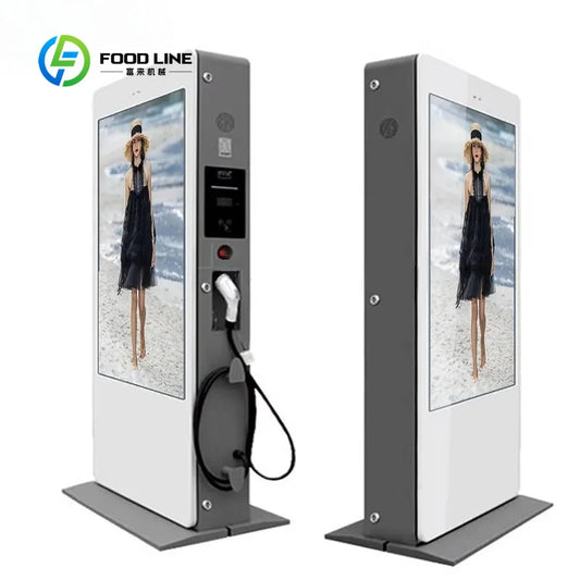 Customized ev charging station integrated lcd advertising display digital signage for commercial plaza retail business operators