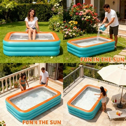 Inflatable Pool for Outdoor Water Parties Adult & Children's Swimming Pool, Rectangular Foldable Pool for Backyard Entertainment