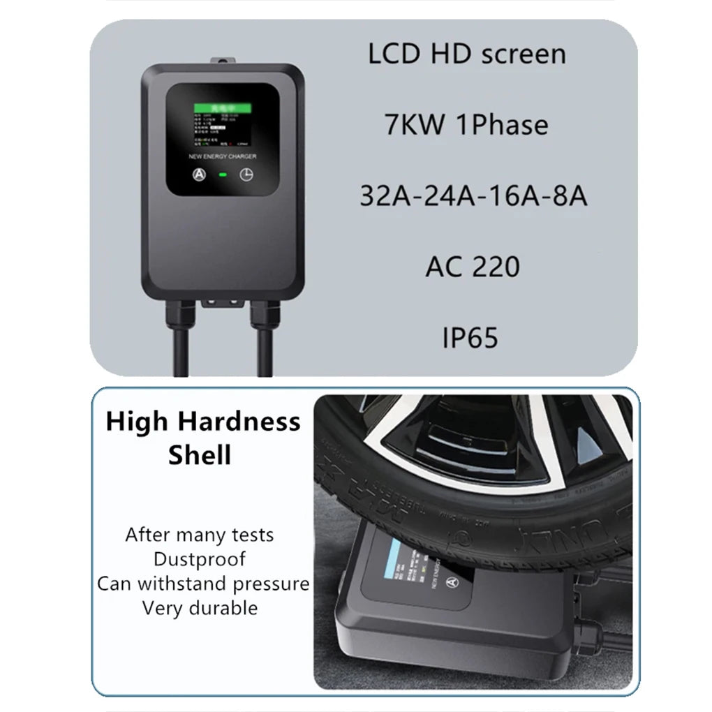 EV Wallbox 5M/10M 7KW 32A Charging Station Car Home EV Wallbox Electric Car EV Wallbox With 5M Cable Color Screen