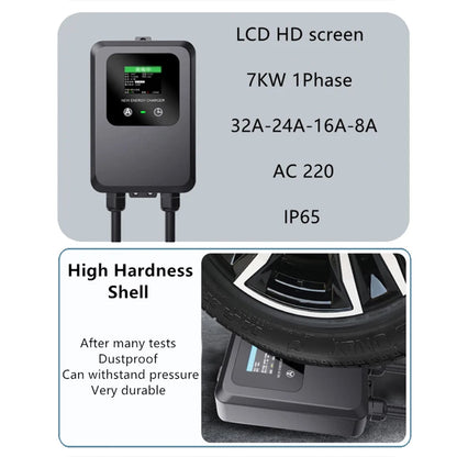 EV Wallbox 5M/10M 7KW 32A Charging Station Car Home EV Wallbox Electric Car EV Wallbox With 5M Cable Color Screen