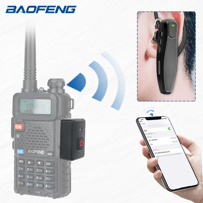 ABBREE Wireless Headset Bluetooth PTT Handsfree Earpiece with for Baofeng UV 5R 82 21 13 17 888S Quansheng UV K5 (8) 5R Plus K6