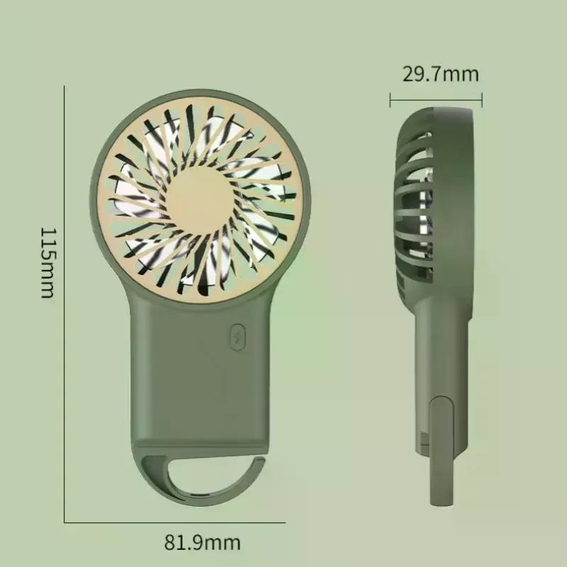Rechargeable Mini Handheld Fan Strong Airflow Built In Hook Perfect For Office Home Outdoor Travel Use