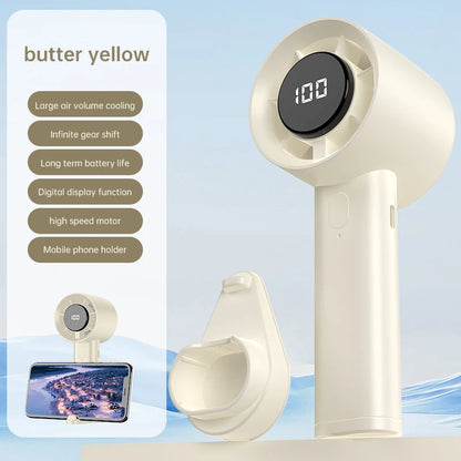 100-Speed USB Rechargeable Handheld Fan with Digital Display, Portable Mini Fan for Travel Outdoor Office Home (Strong Airflow)