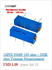 20PCS RM065 Trimmer Potentiometer Adjustable Resistor 500R 1K 5K 10K 20K 50K 100K 200K 500K 1M RM-065 Variable Resistors