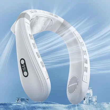 New 5200mAh Rechargeable Neck Fan with LED Display, USB-C, 3 Speeds, Quiet for Men Women Outdoor Travel