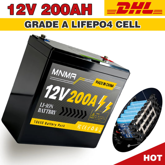 12V Rechargeable Battery Pack 200Ah , for LED lights, camping, and home backup power supply 18650 Lithium Battery +Charger