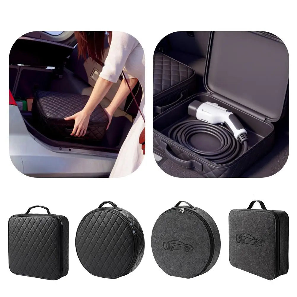 EV Car Charging Cable Storage Bag Round/Square Charging Units Bag Shockproof Anti Dust Charging Cable Carry Bag For Rechargeable