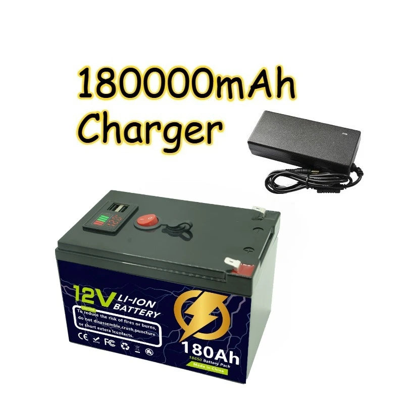 12.6V 160Ah 180Ah 200Ah Large Capacity Lithium Battery for Solar Panel Fishfinder Drive Wheel Lighting Rechargeable Batteries