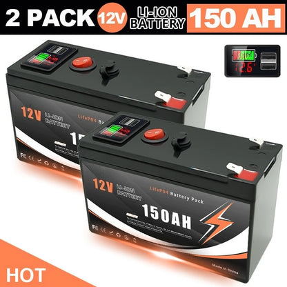 12V 60/80/100/120/150Ah Lithium-ion Battery Pack with LED Display & Dual USB Ports Built-in BMS for Home Energy Storage Battery