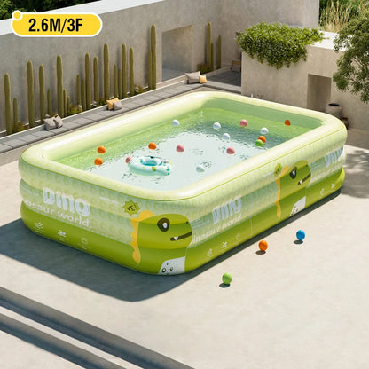 1.8-2.6M PVC Children's Cute Inflatable Swimming Pool for Backyard Home Outdoor Large Pool for Family Baby Indoor Bath Bathtub