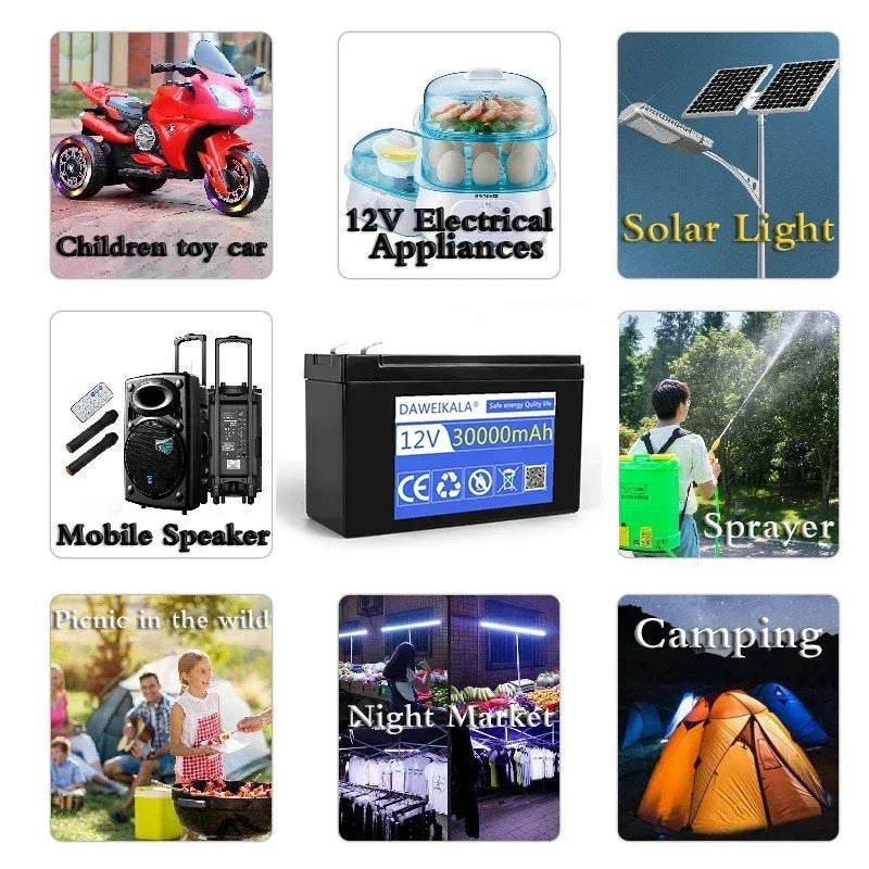 12V 30Ah lithium battery18650 Battery pack12.6V 3A charger for Energy storage batteries, lighting, electric vehicles, outdoor