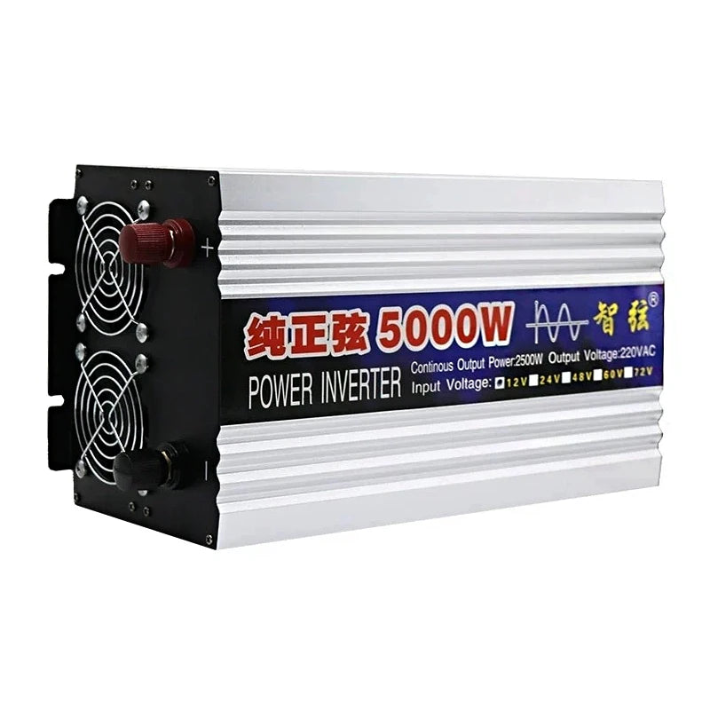 5000W 6000W 8000W Pure Sine Wave Inverter DC 12V 24V To AC 220V 50Hz 60Hz Voltage Converter Big Power Dual Output Solar Inverter