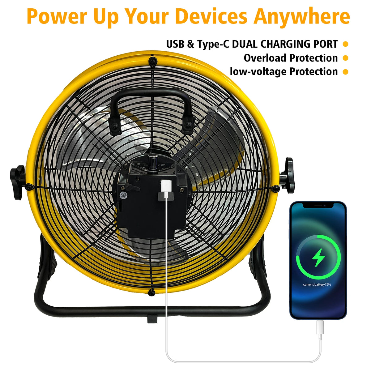 12inch Portable Battery Operated Solar Fan Rechargeable Home Garage Large Factory Fan Portable Indoor Outdoor Fish Camping Fan