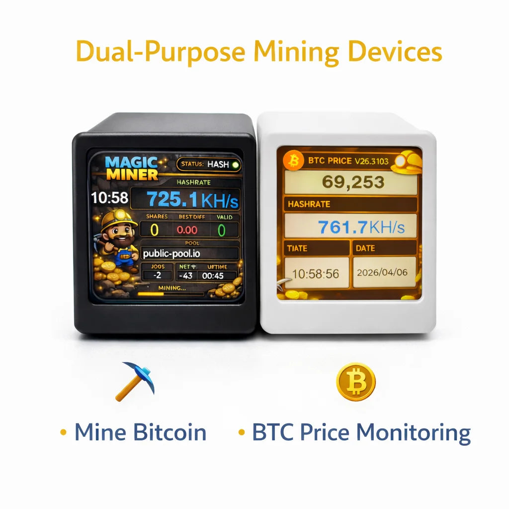 Smart Crypto Mining Display Mini Bitcoin Miner Monitor Plug & Play WiFi Real-Time Hashrate USB Powered