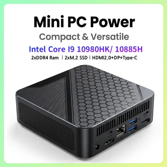 Gaming Desktop Computer Core I9 10980HK Xeon W-10885M E-2276M 2176M Mini Server PC 2*DDR4 2*NVME Dual Lan Office Design Computer