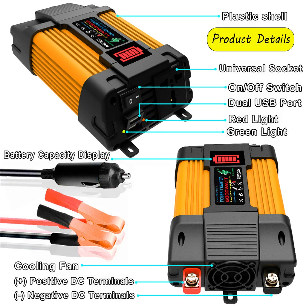 6000W 4000W Solar Power Inverter DC 12V To AC 110V 220V Transformer Power Solar Voltage Converter Modified Sine Wave Inverter