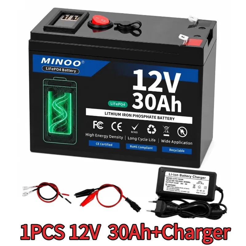 12 V 200Ah LiFePO4 Battery Lithium Iron Phosphate Rechargeable Battery With BMS 6000+ Cycles For Solar RV Marine Energy Storage