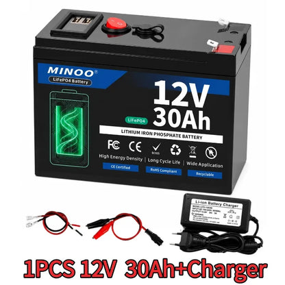 12 V 200Ah LiFePO4 Battery Lithium Iron Phosphate Rechargeable Battery With BMS 6000+ Cycles For Solar RV Marine Energy Storage