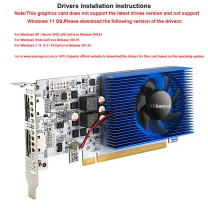 SRhonyra GT730 4GB Low Profile Graphics Card GDDR3 PCIe 2.0 x16 2 HDMI 1080P Mini ITX SFF Desktop PC