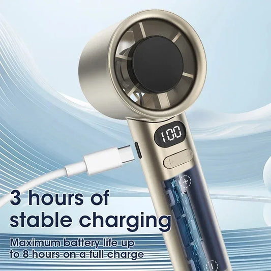 USB Rechargeable Handheld Mini Fan Portable Adjustable Desktop Cooling Fan with 12H Long Battery Life for Office Home Travel