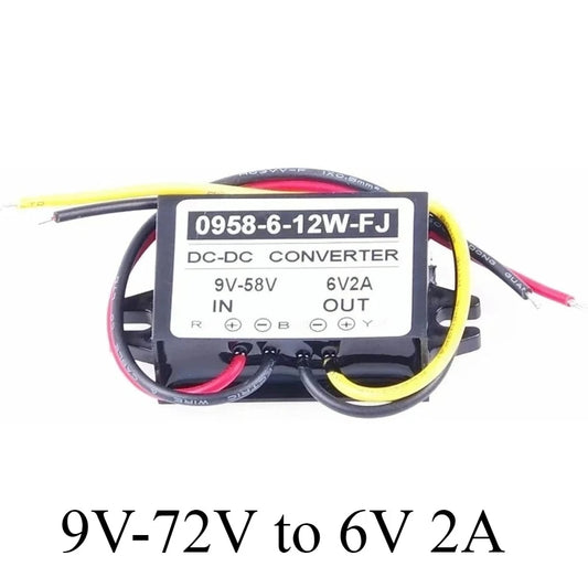 DC 12V 24V 36V 48V 9V-72V Convert to 6V 2A 12W Step Down Car Power Inverters Waterproof Power Adapters Buck Voltage Converters